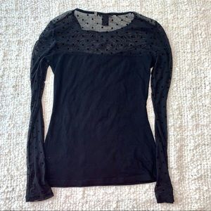 Black mesh polka dot H&M top 🎀
